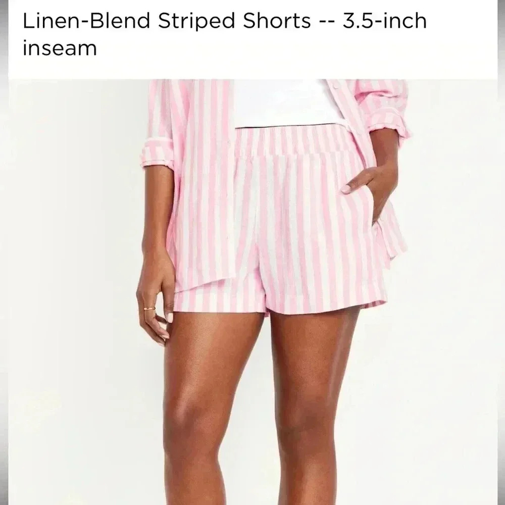 Old Navy Linen Blend Striped Shorts NWT